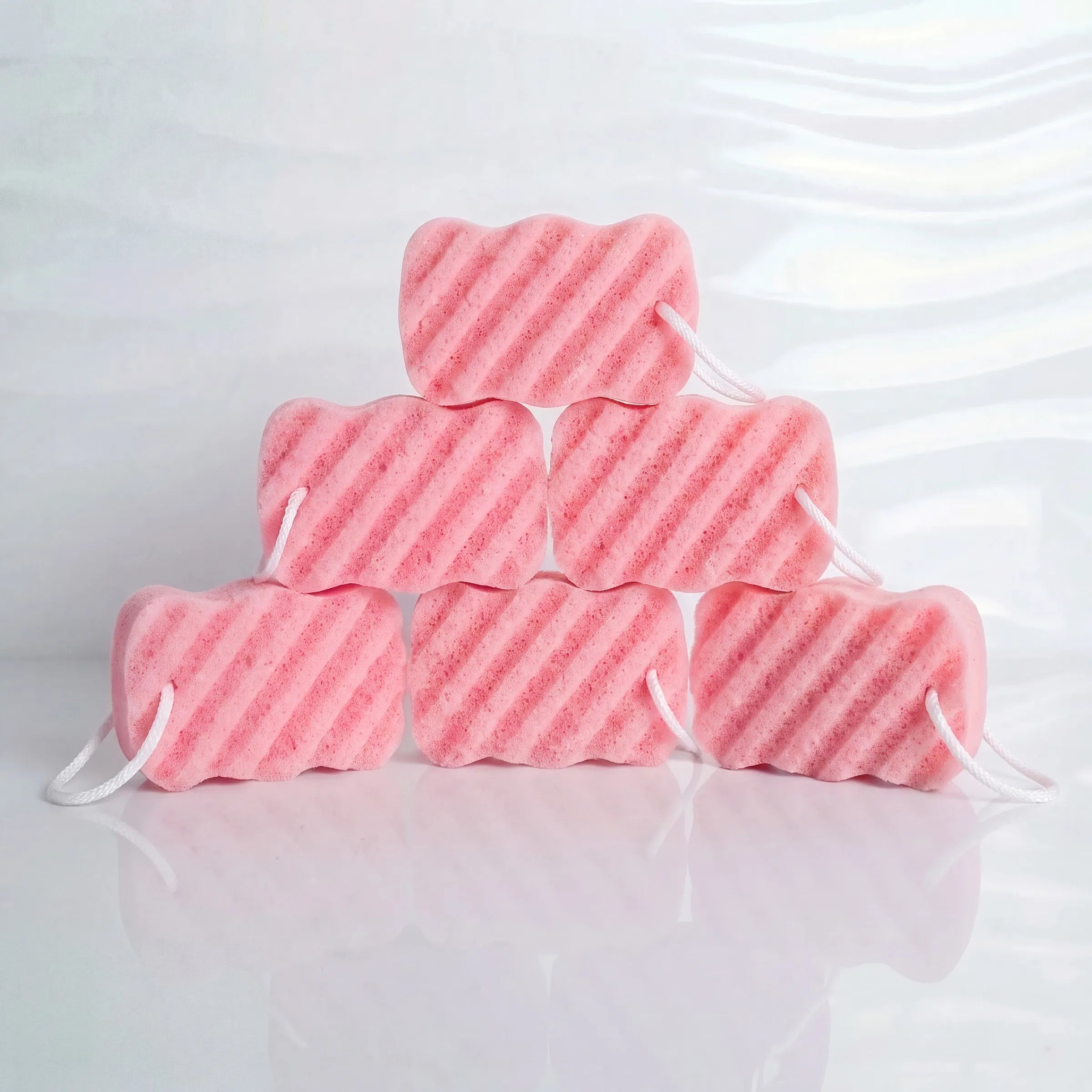 6 pack pink clay sponges by seek bamboo