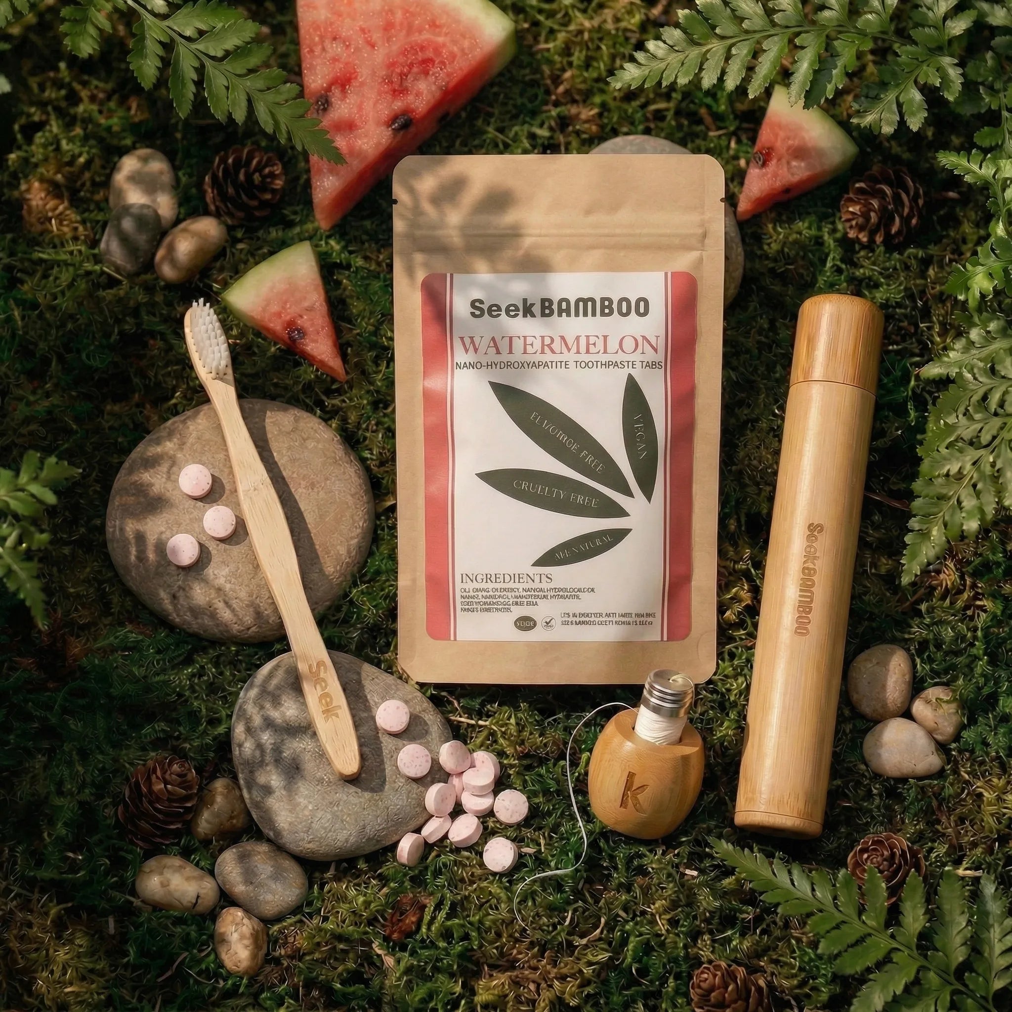 Fluoride Free Oral Kit By Seek Bamboo on grass