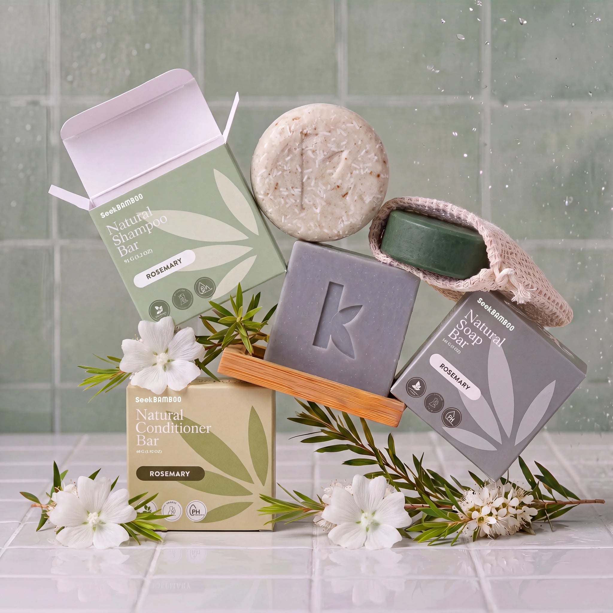 Rosemary Shower Bundle | All-Natural Bar Soap Shampoo And Conditioner