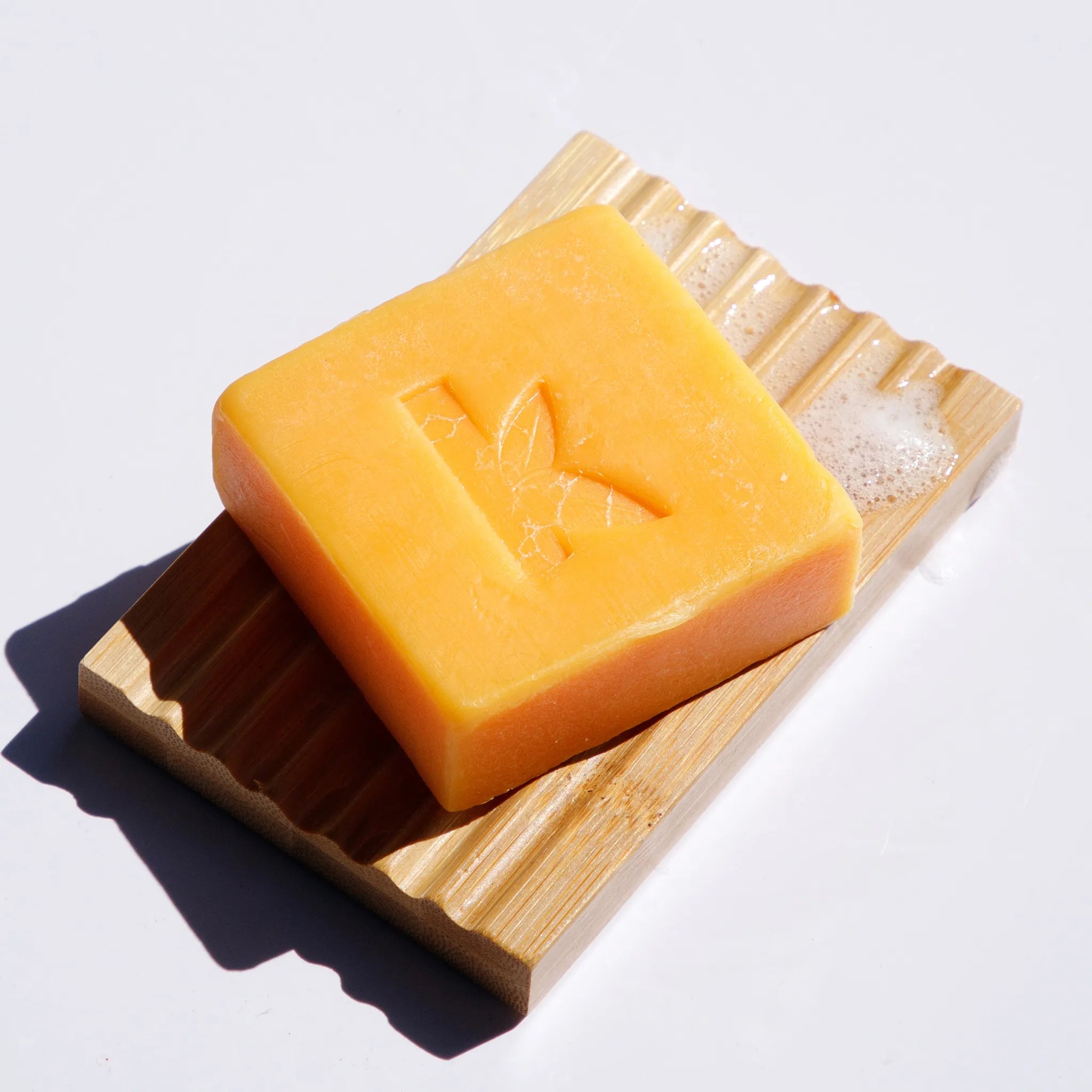 Soap Dish Bamboo with Ginger Soap On Top