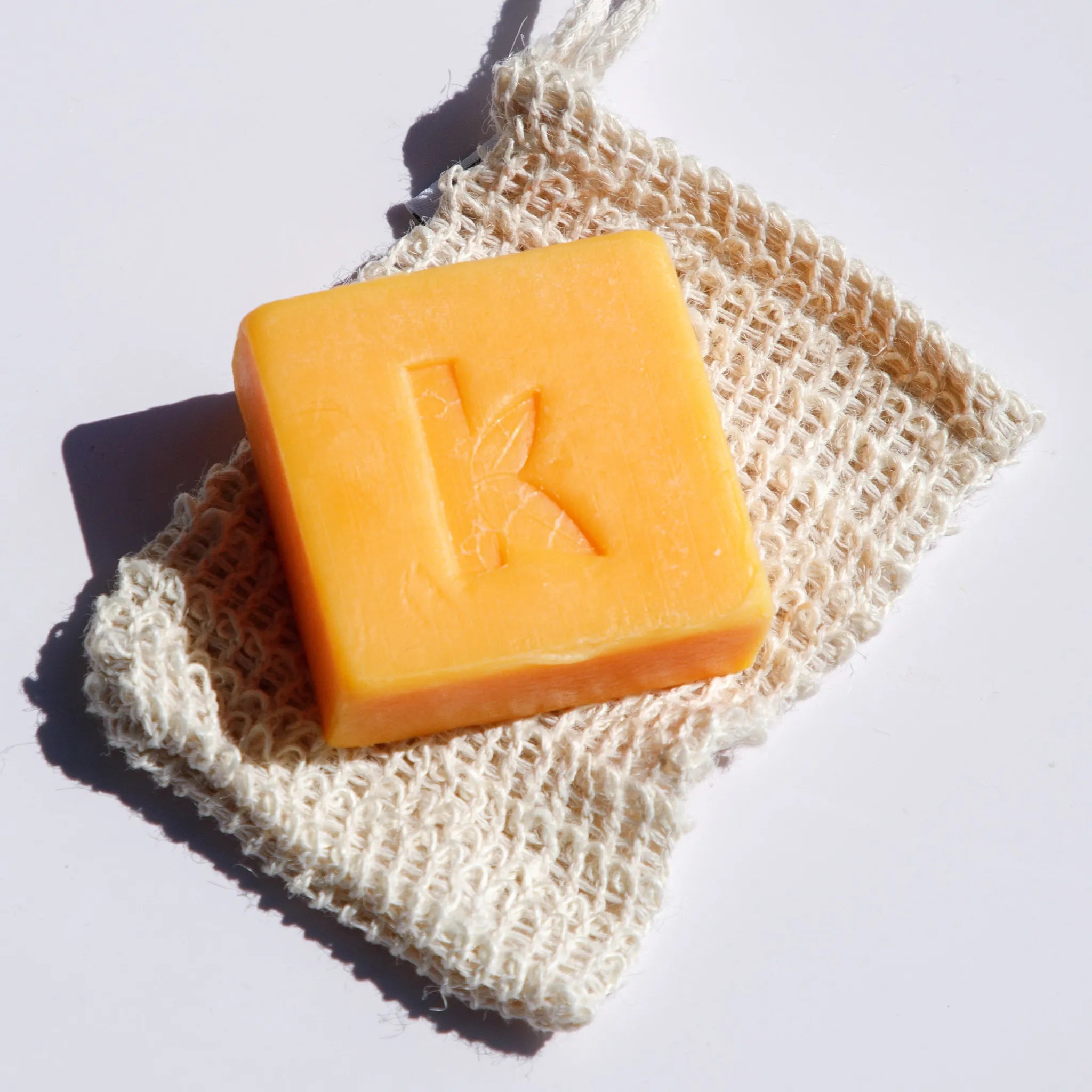 Soap Saver Bag with Natural Body Soap On Top