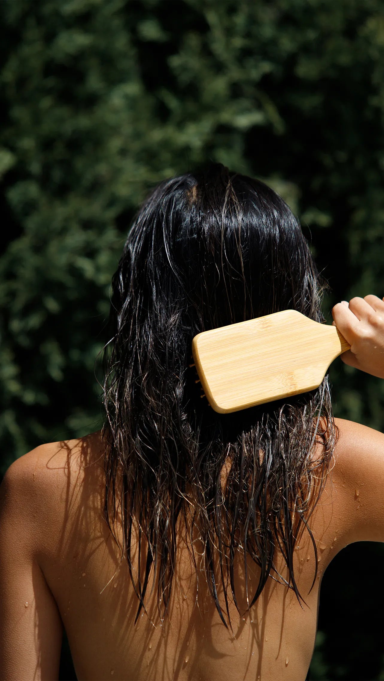 Using Bamboo Hairbrush