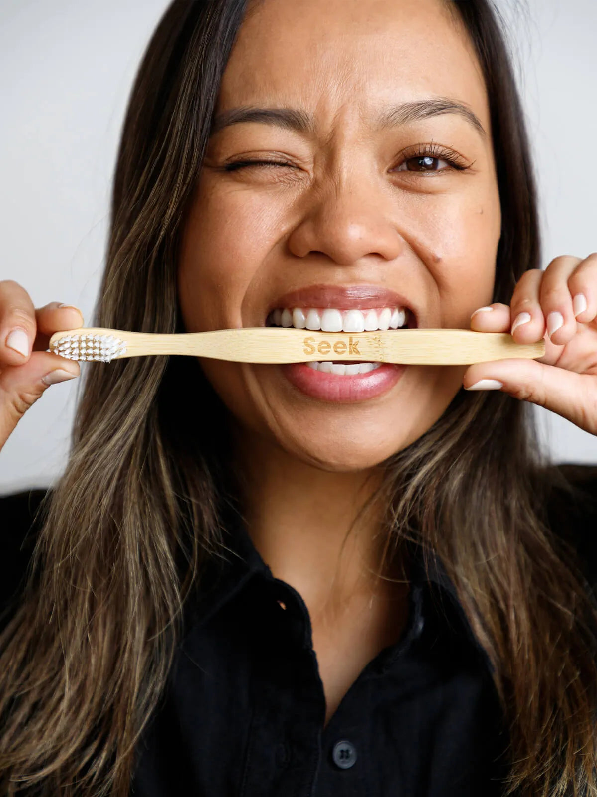 white bamboo toothbrush