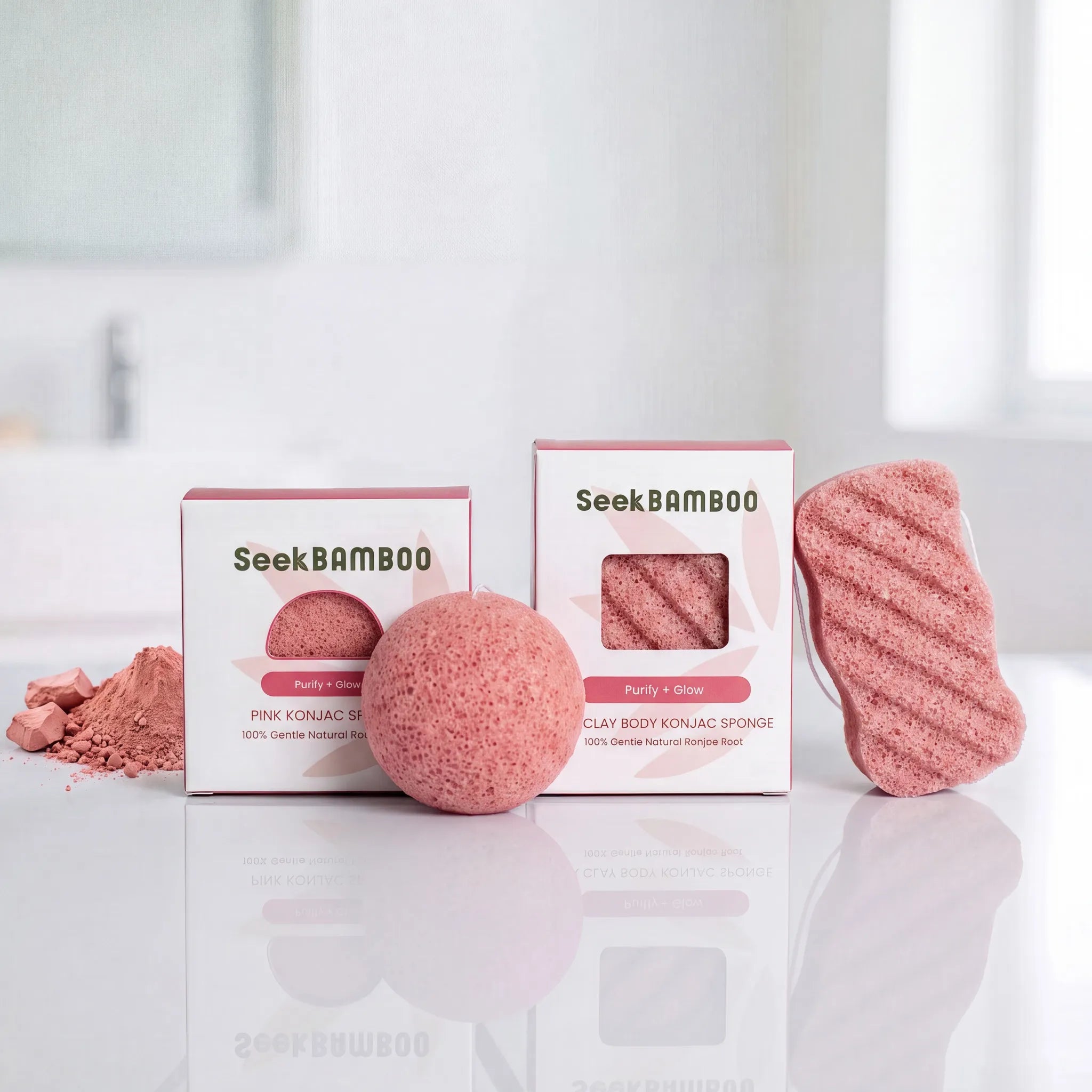 pink clay konjac konnyaku sponge