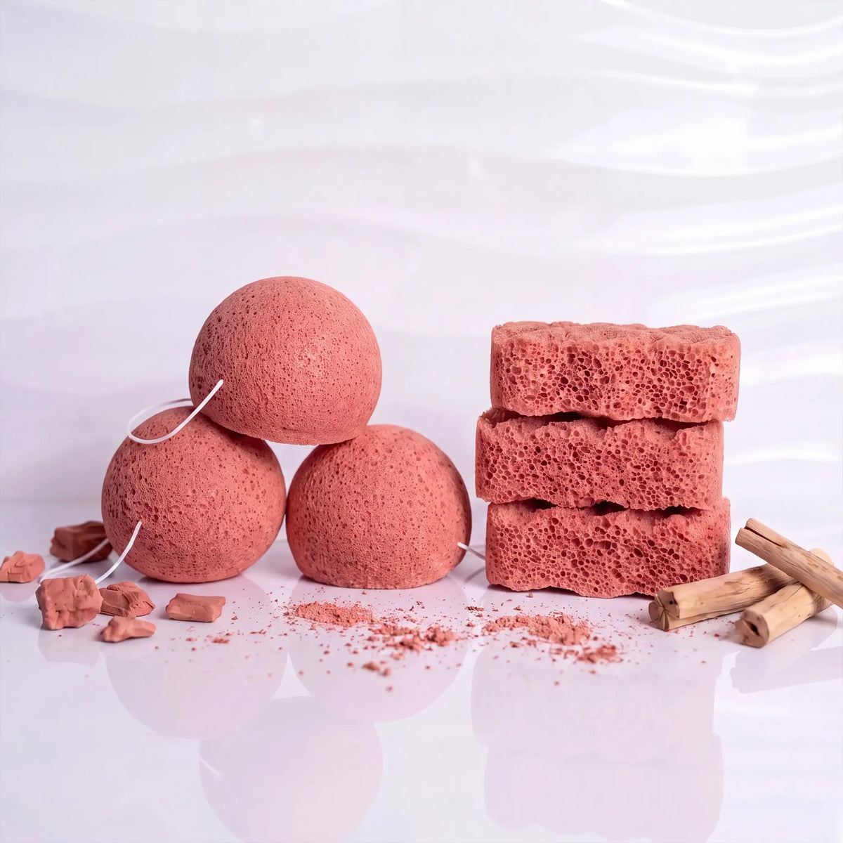 face and body konjac sponge infused with red clay