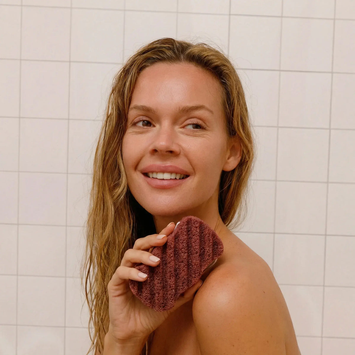 body konjac sponge infused with red clay