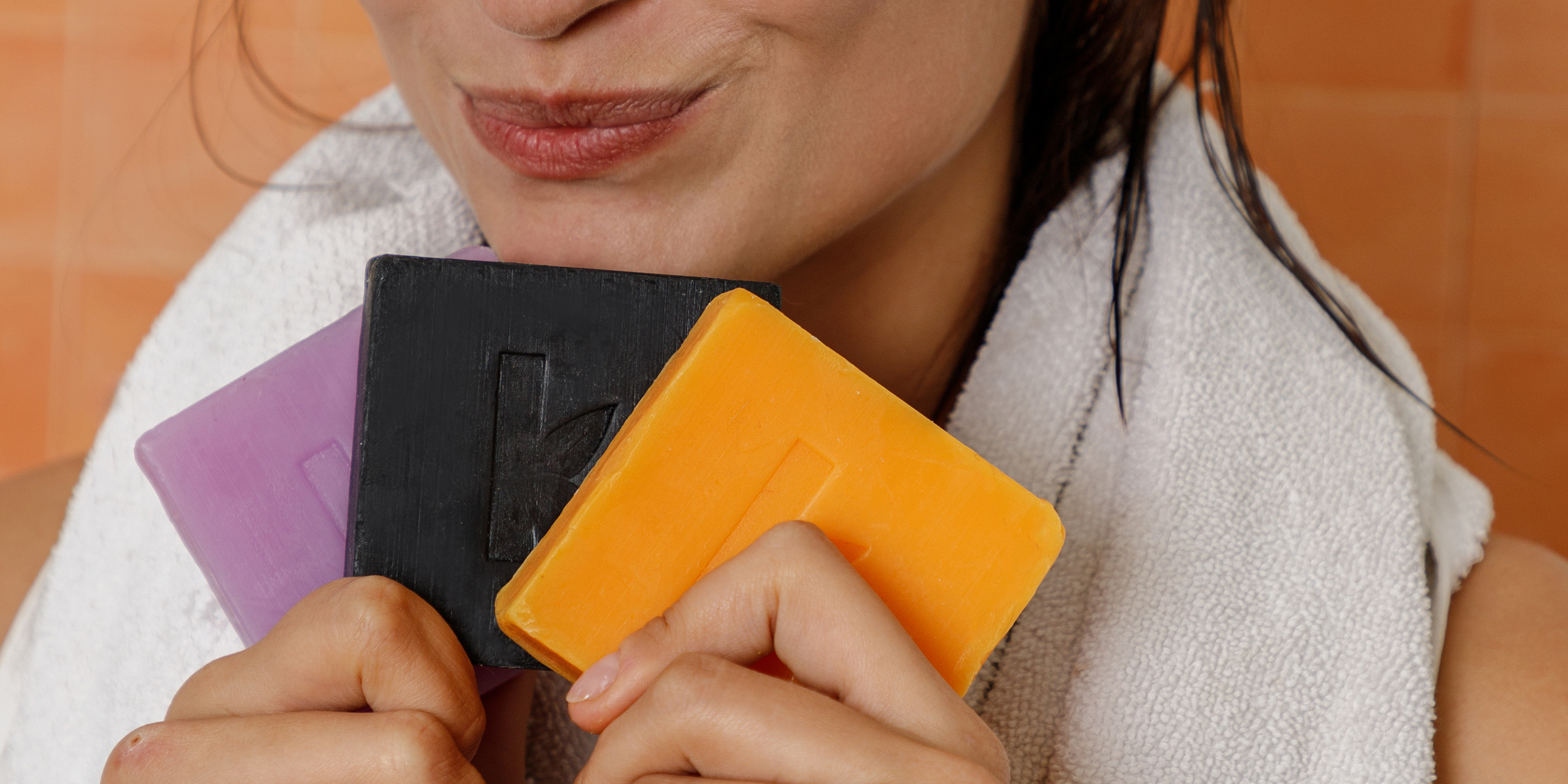 soap bars being held close up