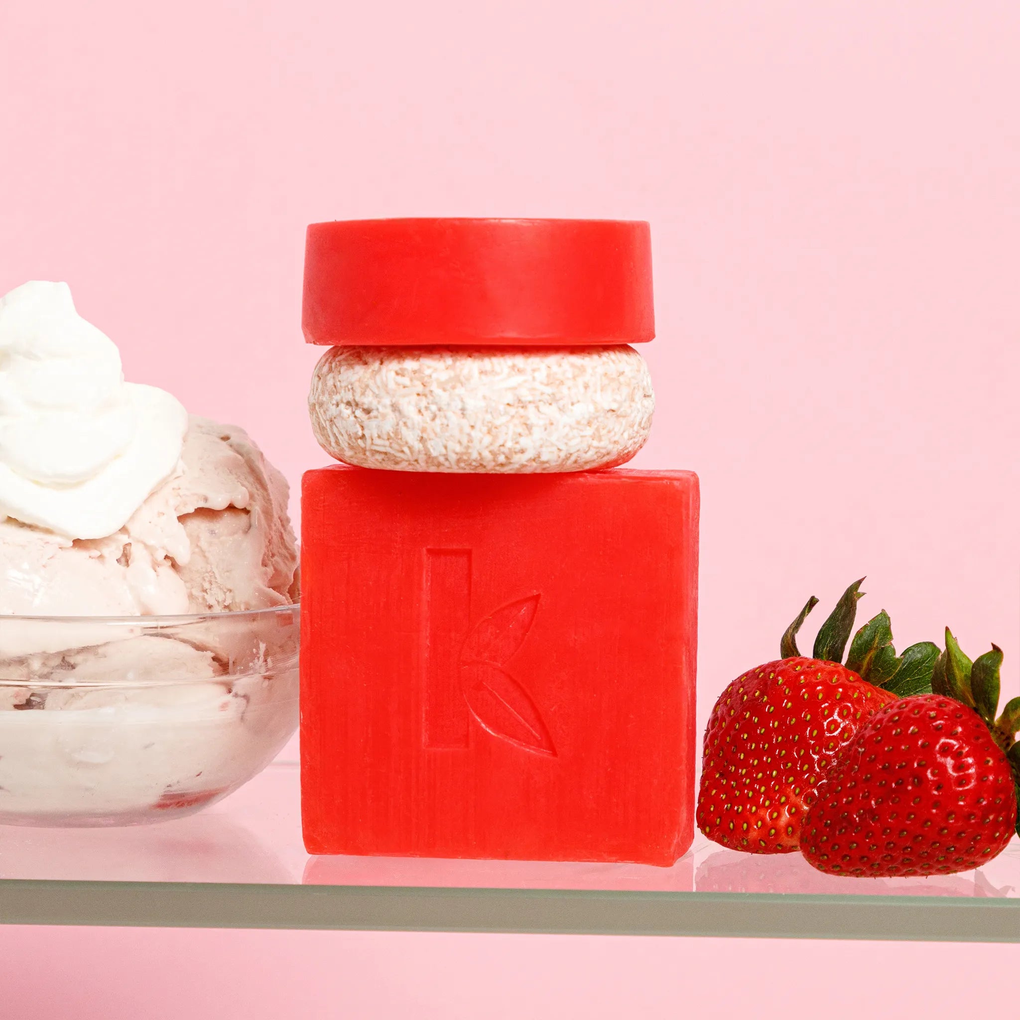 strawberry shampoo, soap, and conditioner bar sets