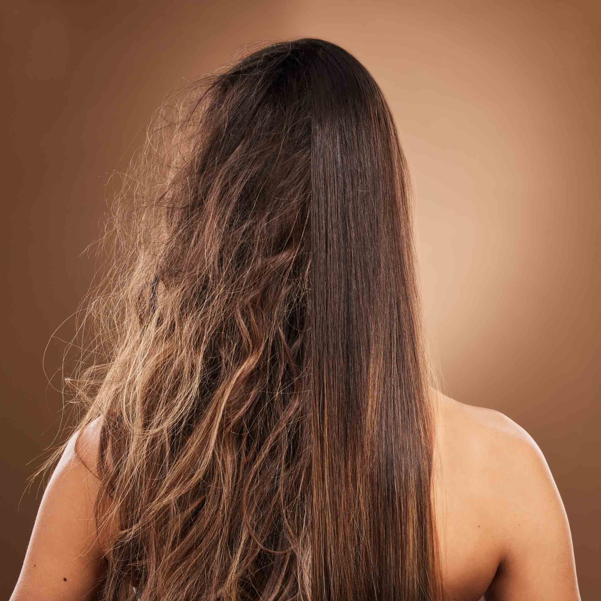 blog photo for how to get rid of fizzy hair. showing the hair of a woman