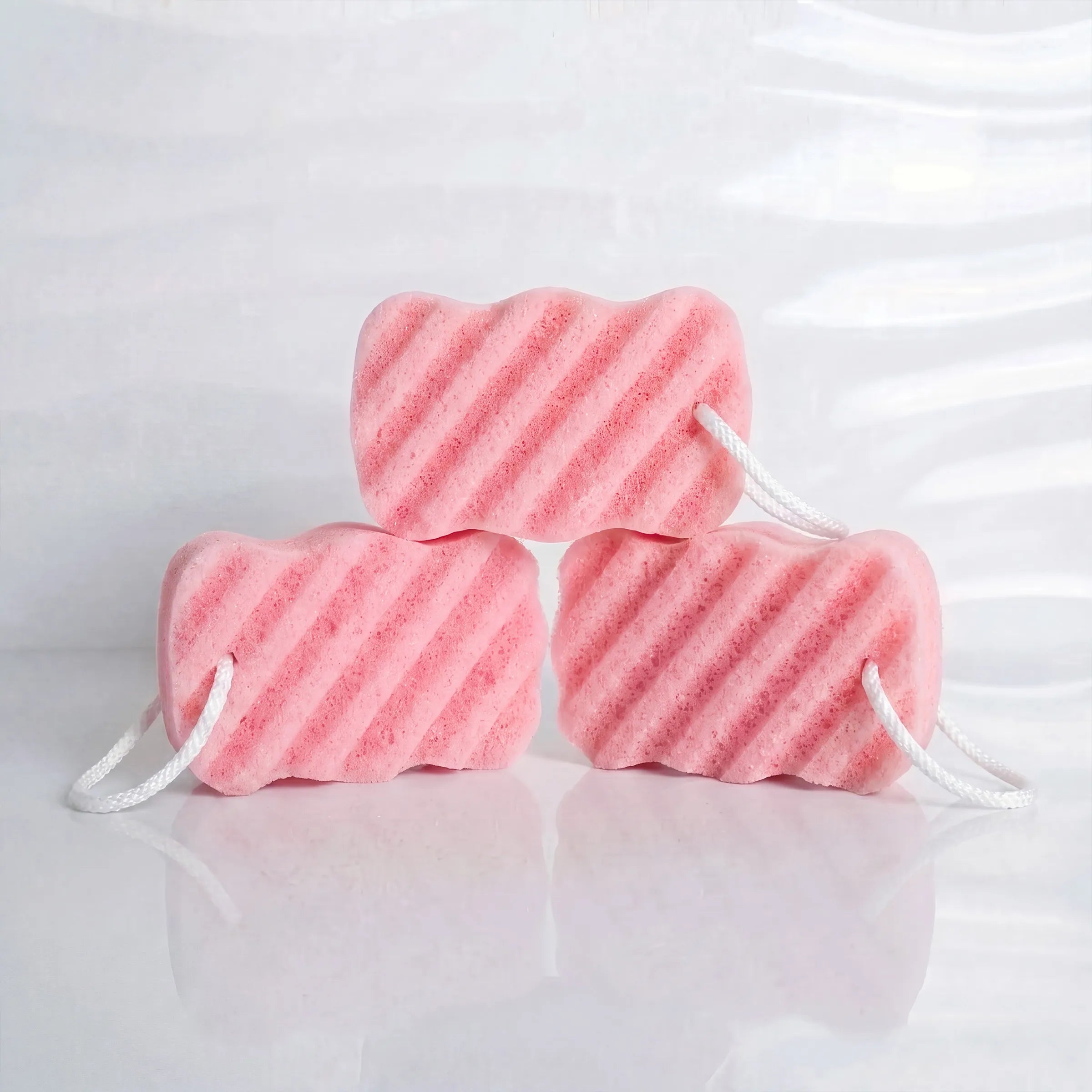 3 pink clay sponges by seek bamboo