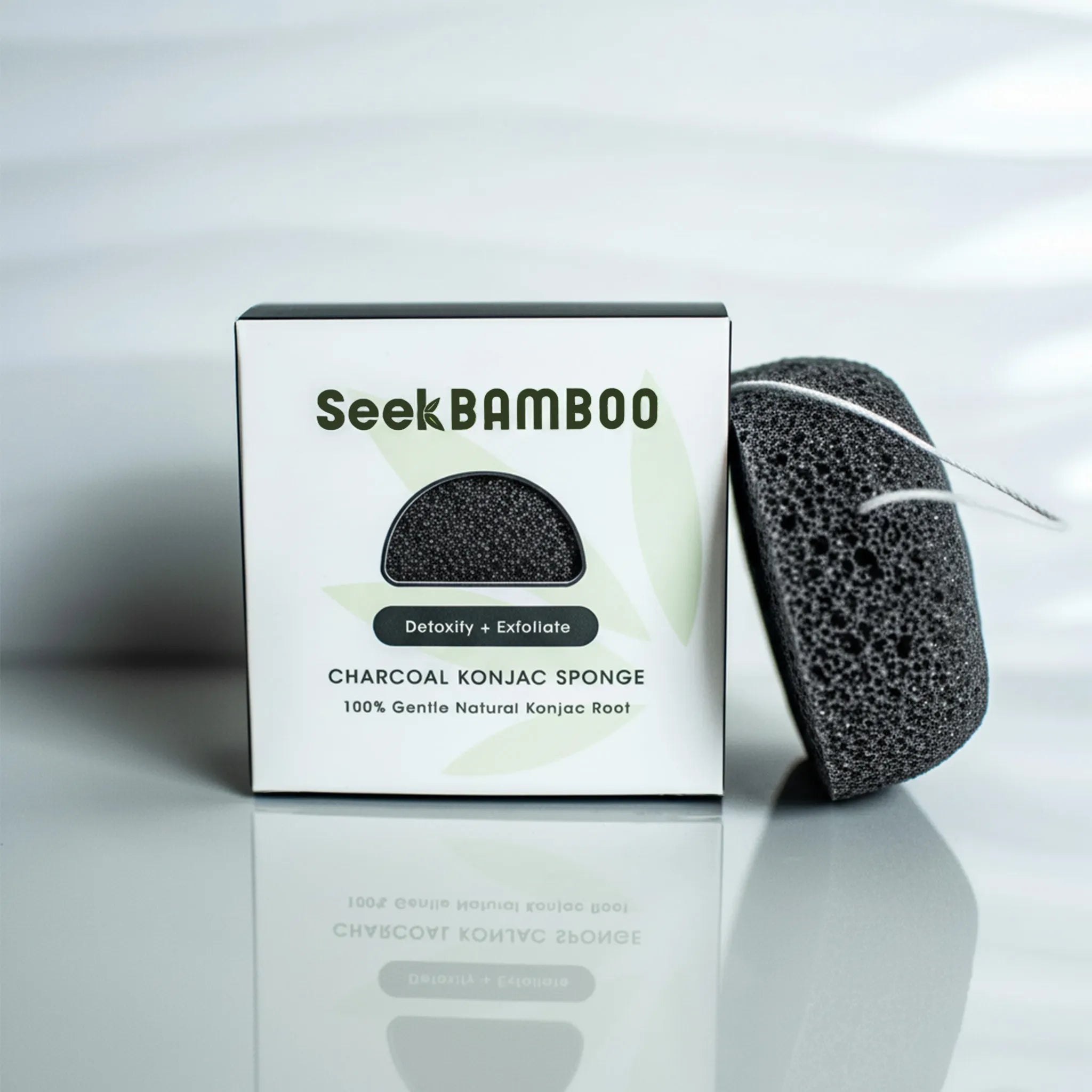 Charcoal Konjac Sponge and Seek Bamboo Box