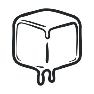 Black and white icon of a jelly-like substance with a central indentation.