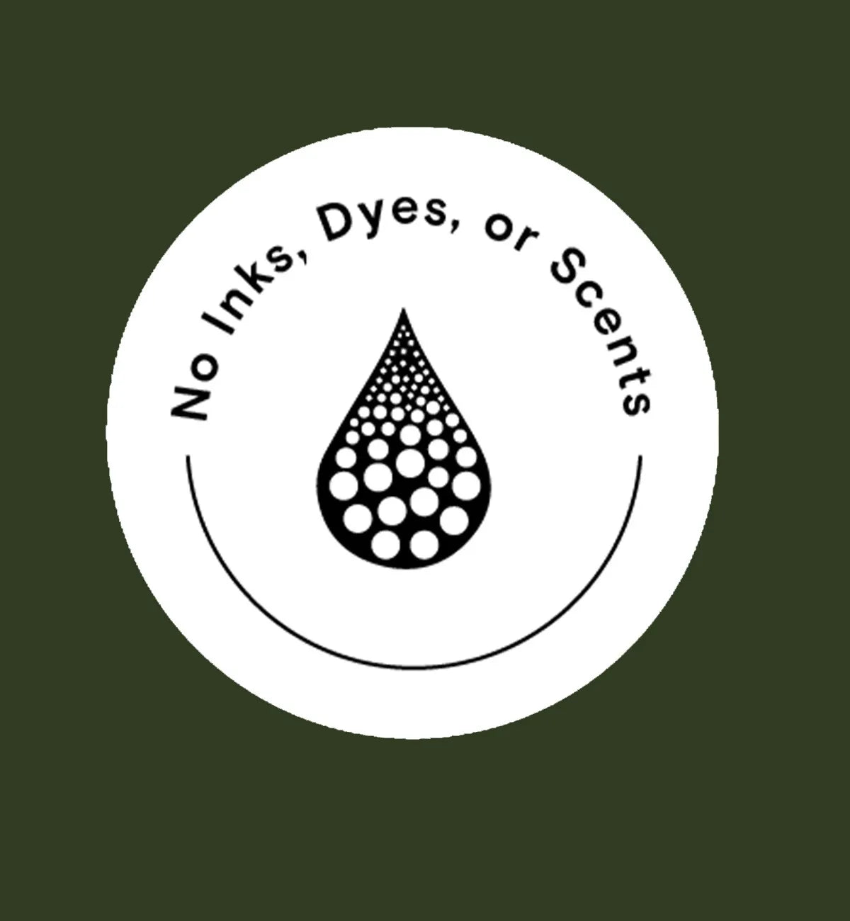 logo depicting no inks dyes, or scents in the bamboo dish brush