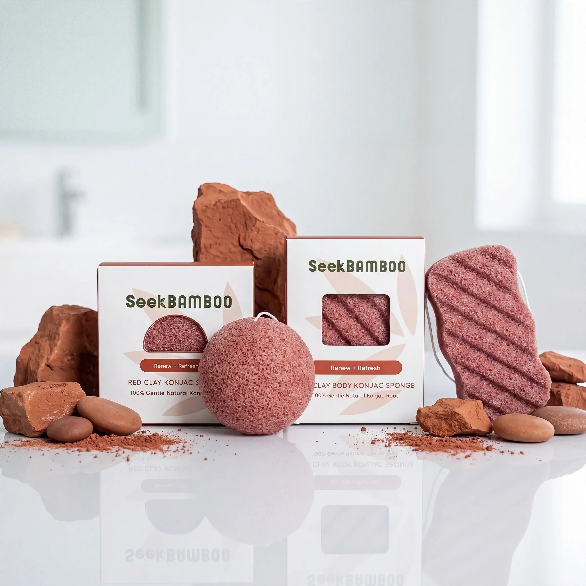 Red Clay Sponge Bundle By Seek Bamboo