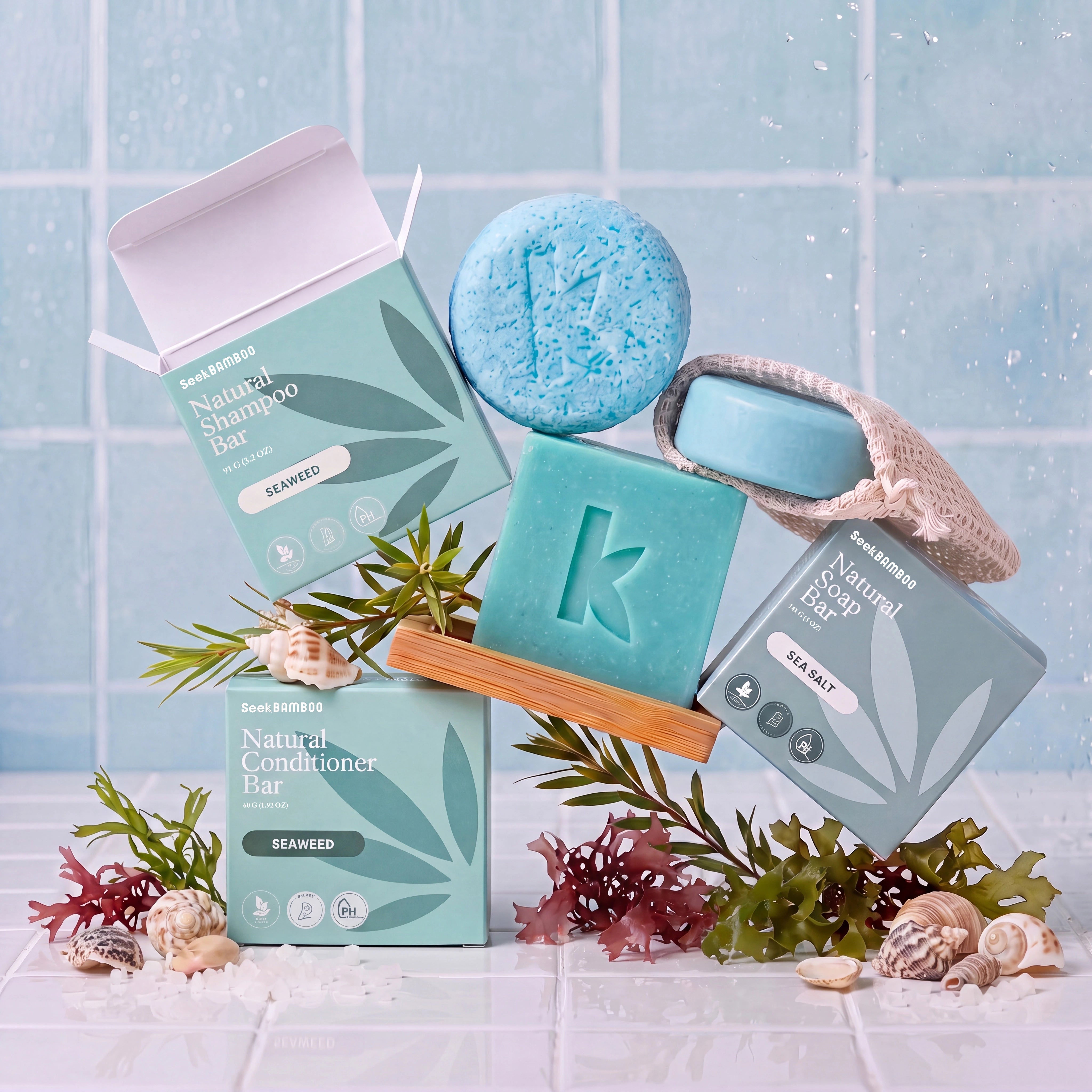 seaweed conditioner, shampoo and soap