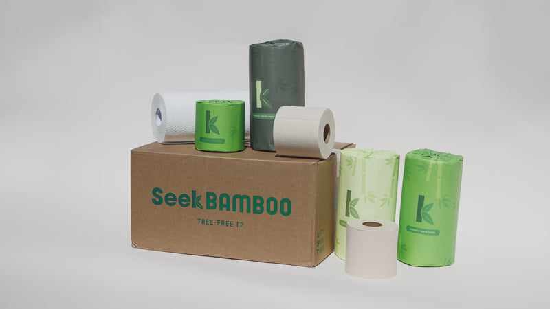 bamboo paper bundle of toilet paper and paper towels