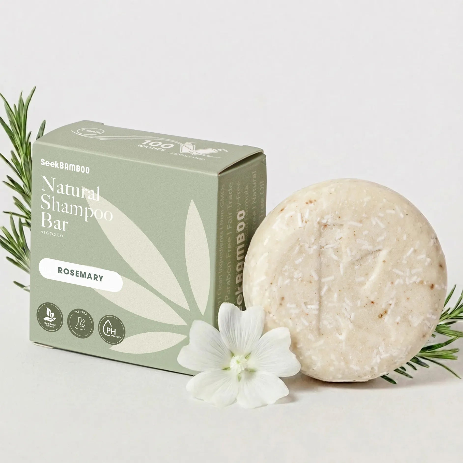 shampoo for wavy hair that is rosemary scented on a white background as a main product image