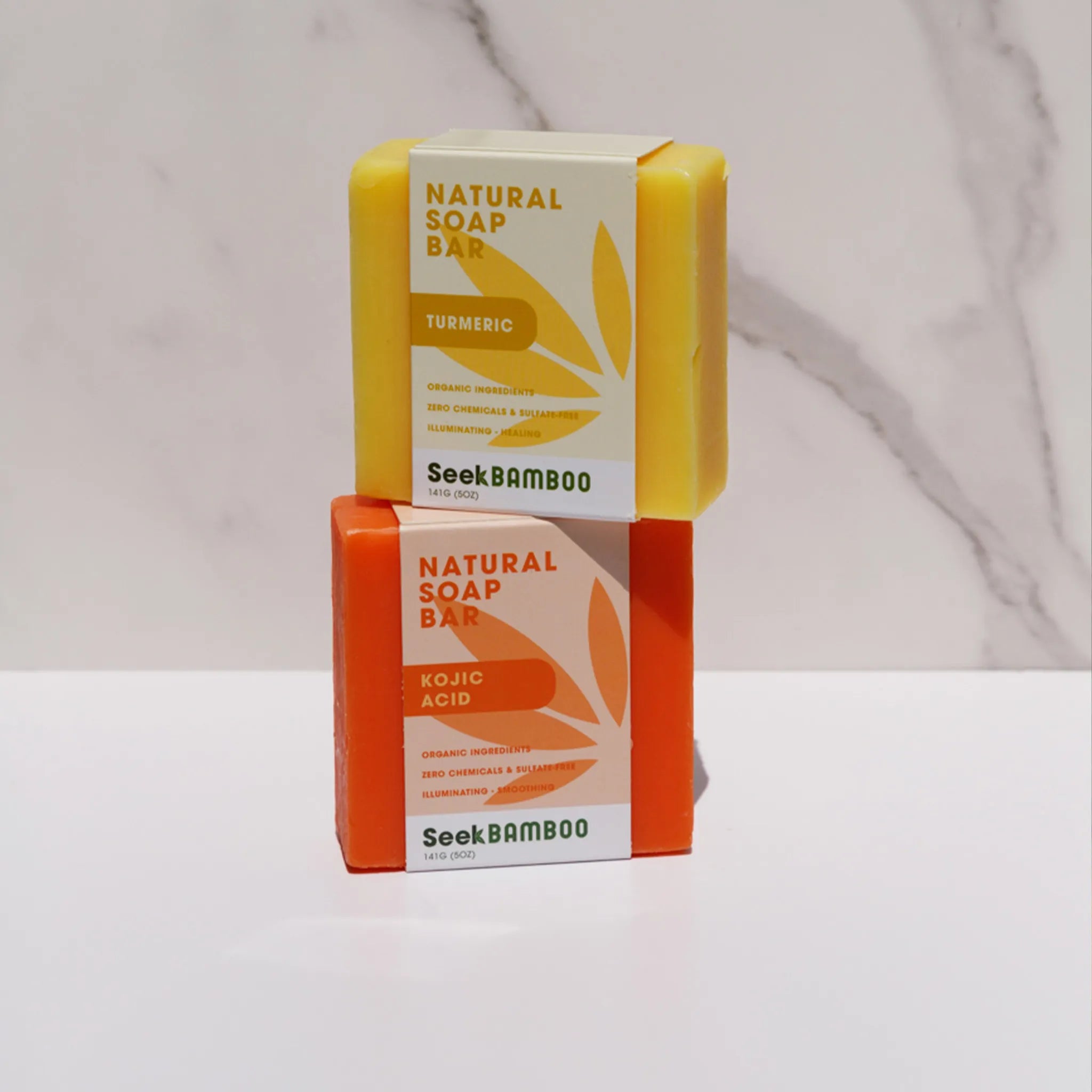 stack of turmeric and kojic acid soap from seek bamboo